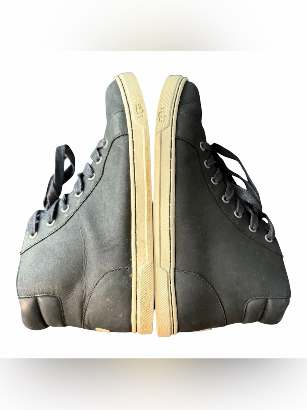 UGG Gradie High Top Sneakers Black Leather Side Zip Women’s 8.5 Style 1014607 - Picture 8 of 11